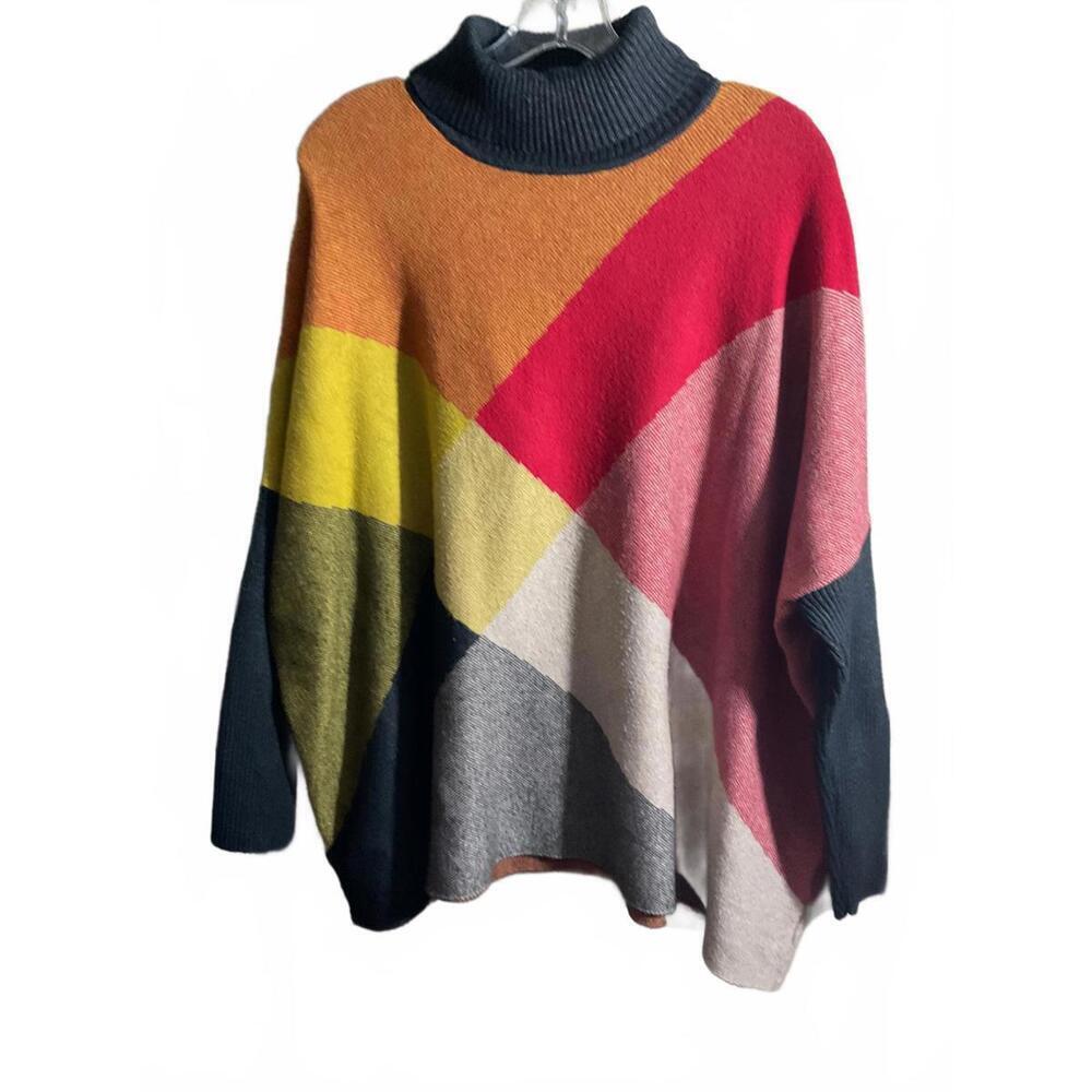 Joseph A Multicolor Knit Turtleneck Sweater L/XL